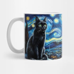 The black cat and the starry night Mug